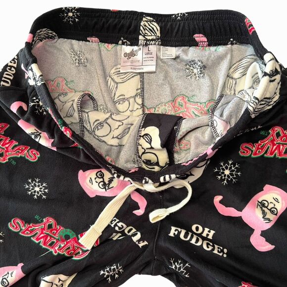 A Christmas Story Pajama Sleep Pants Ralphie Mens Large Raw Cut Hem 27.5” Inseam - Picture 9 of 14